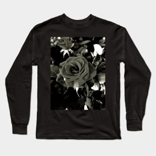 Roses Outside the Store in Black and White 2 Long Sleeve T-Shirt